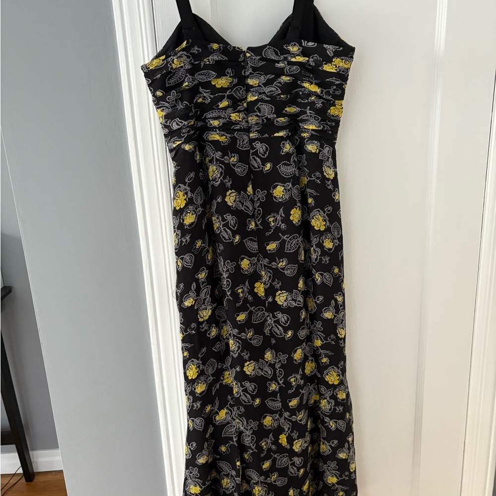 Cinq à Sept Black and Yellow Floral Midi Dress - Picture 4 of 4